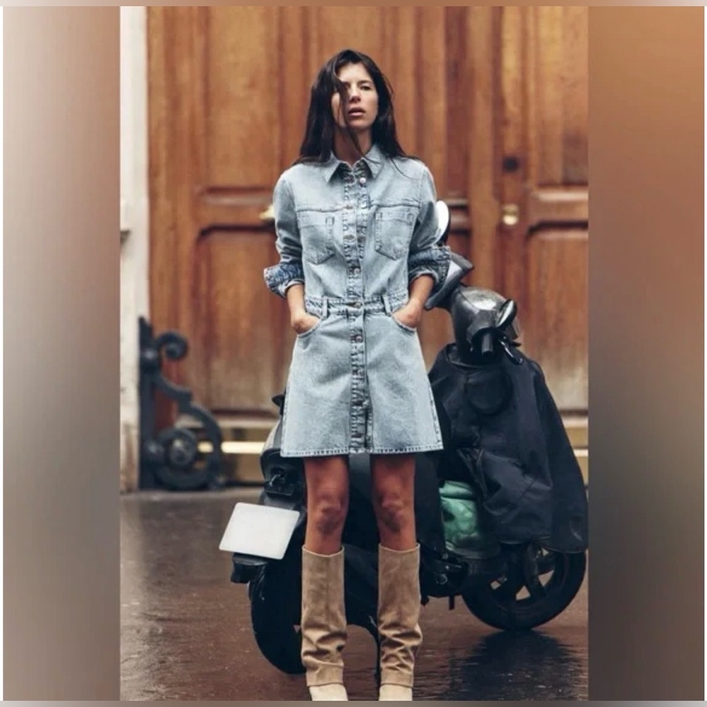 Zara Denim Shirt Dress with Pockets